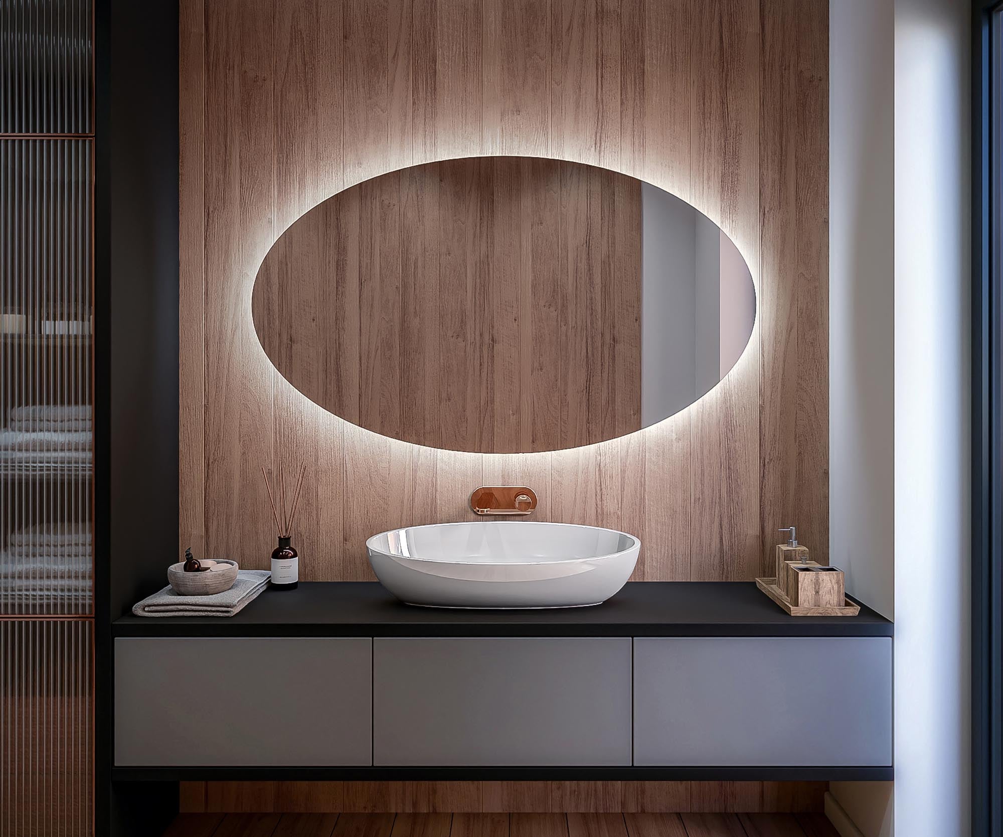 Lustro z oświetleniem łazienkowym LED (120x70cm) Jasne lustro LED z oświetleniem (TEL109) Chłodna biel 7000K