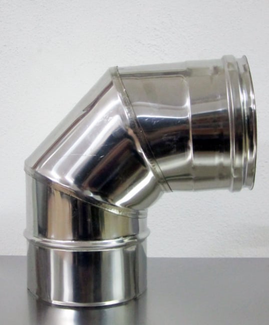 Kolanko jednościenne 90° ze stali nierdzewnej - 140 mm