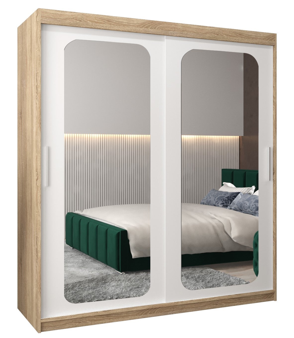 Szafa przesuwna garderoba PROMO T3 180 x 62 x 200 cm Sonoma + Biały - Abiks Meble