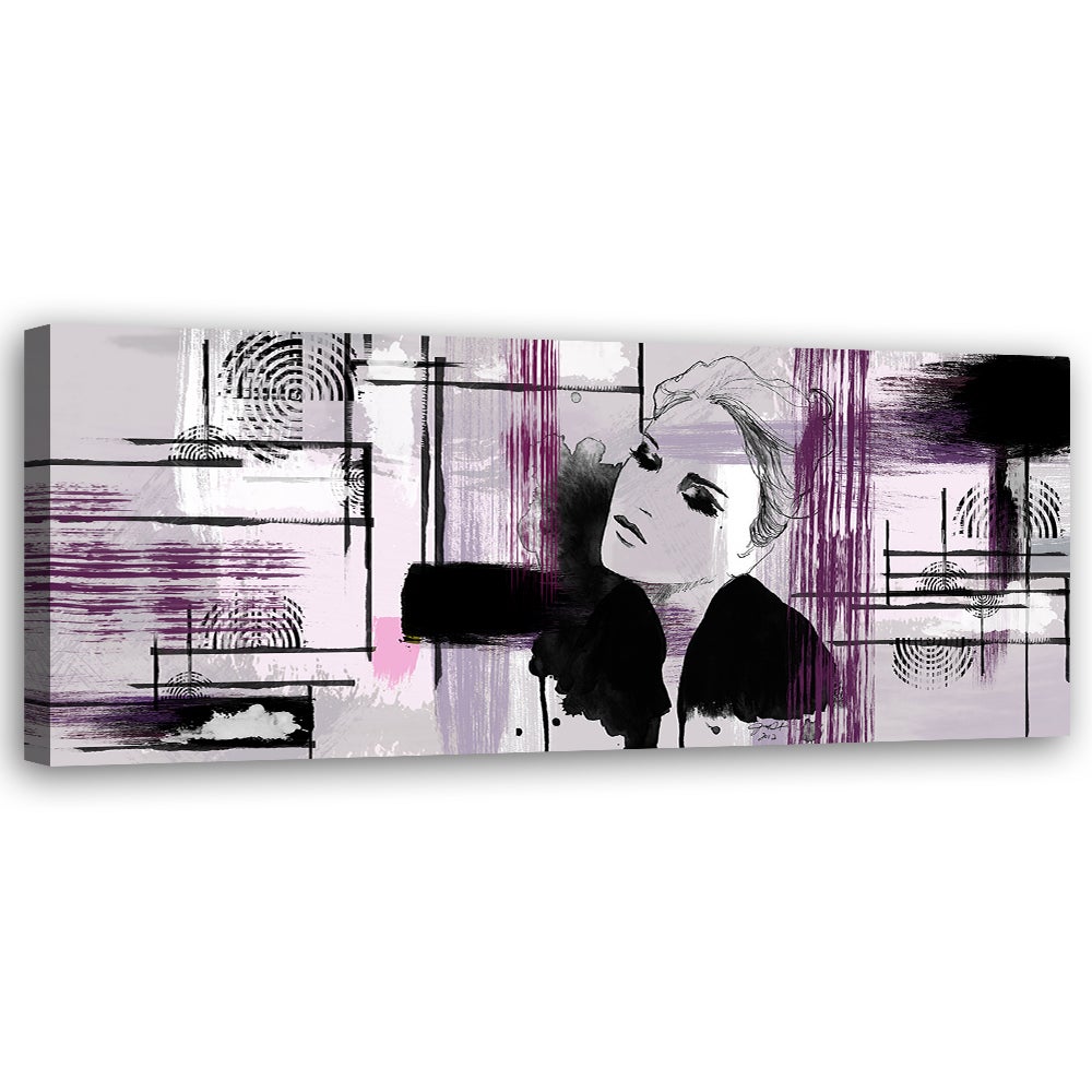 Obraz na płótnie, Fioletowa kobieta abstrakcja 120x40