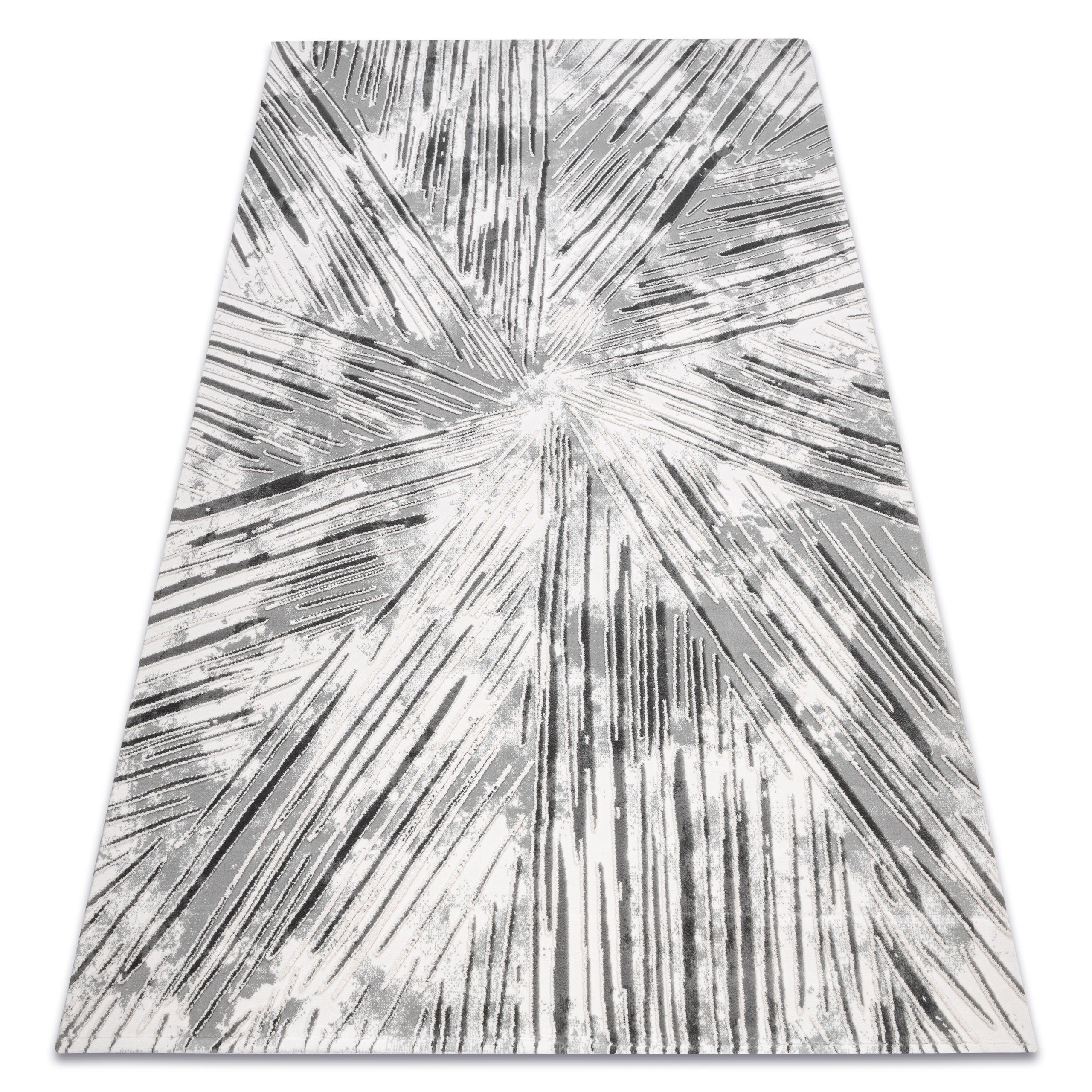 Dywan AKRYL VALS 0W1733 C53 47 Abstrakcja przestrzenny 3D gwiazda kość słoniowa / szary 240x340 cm
