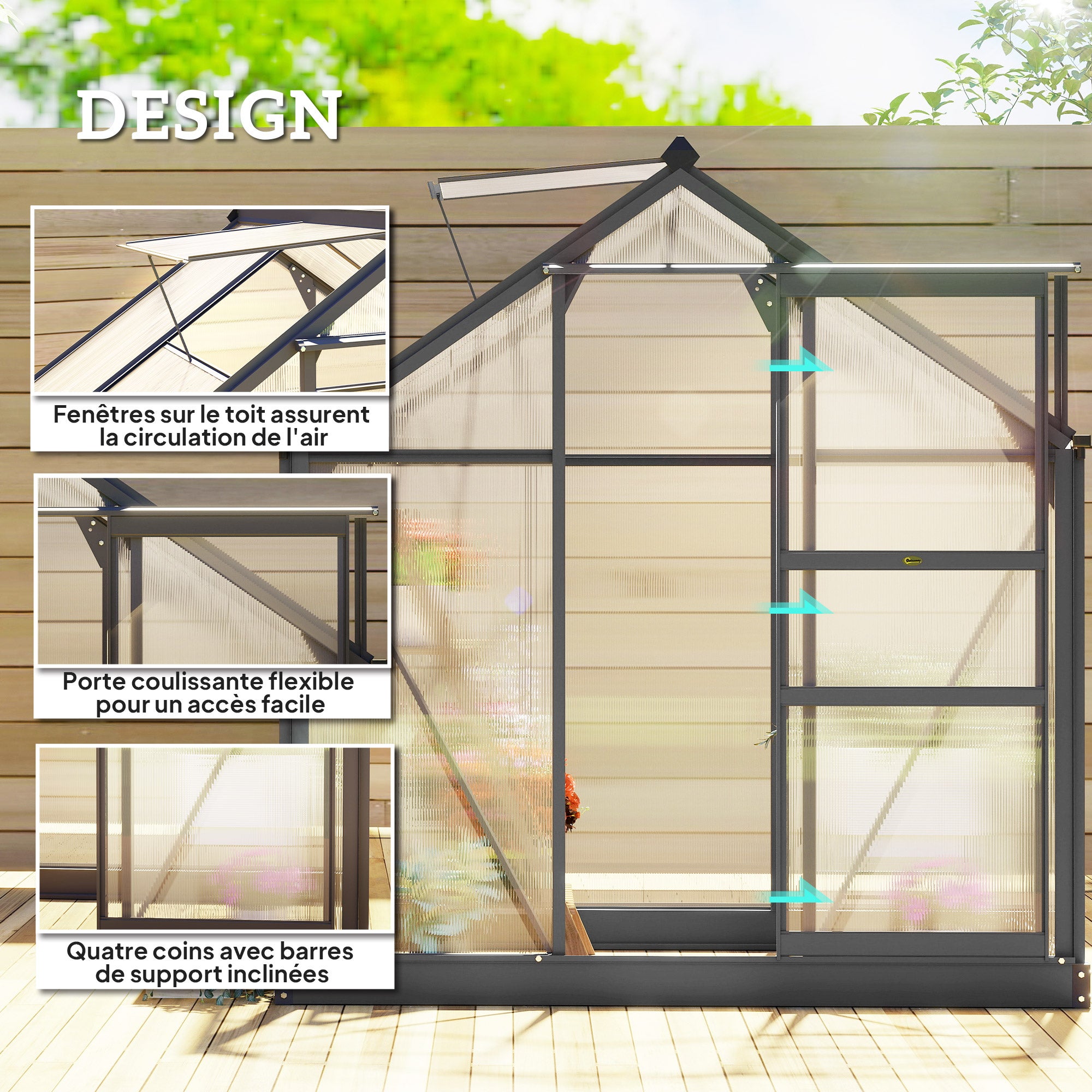 Serre de jardin polycarbonate Polycarbonate Outsunny - 4