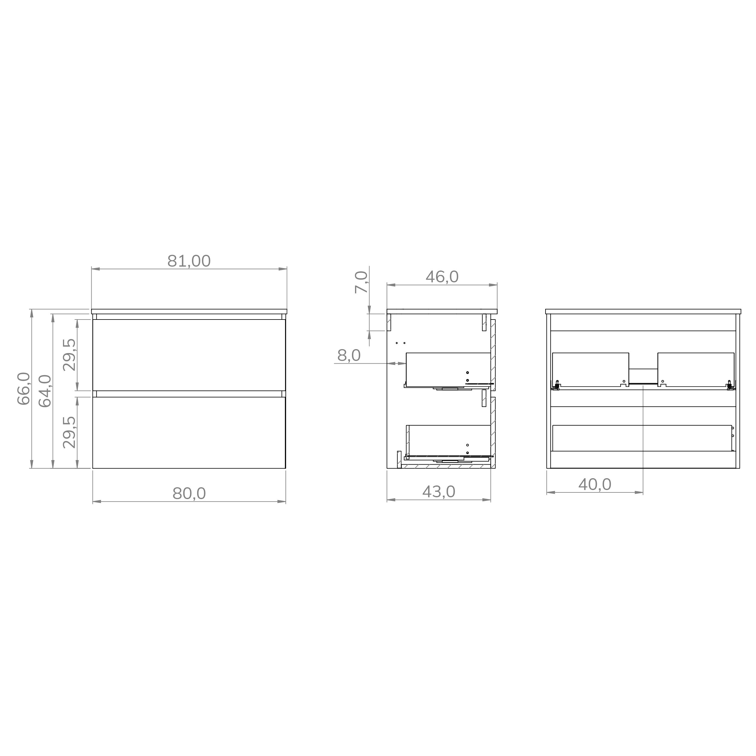 CONJUNTO DE BAÑO YINU | 80 CM NEGRO - SOLOMON | DOS CAJONES | LAVABO ENCASTRADO | NO INCLUYE ESPEJO | ALDAY - 4