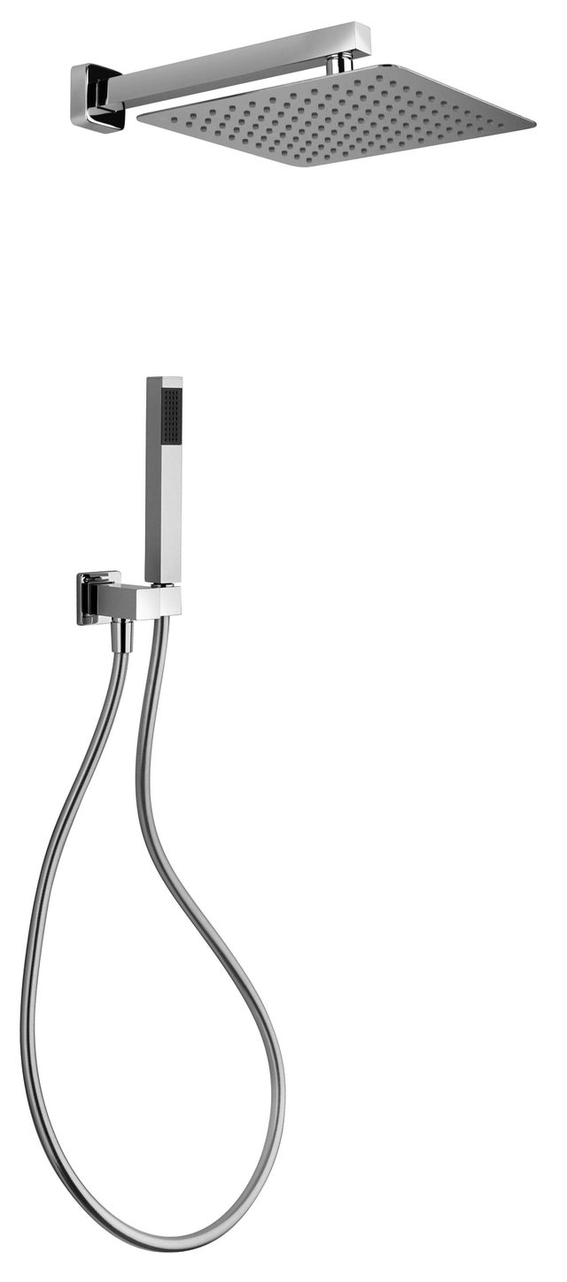 Set de douche complet avec pommeau 25x25 cm et douchette Paini Shower Line 53CR441QQP6 - Chromé