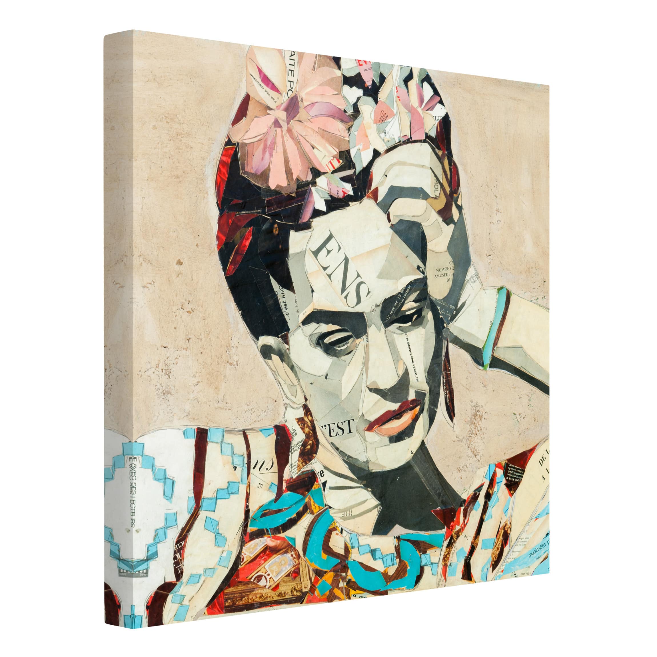 Impression sur toile tableau sur toile châssis beige Frida Kahlo personnes femme portrait 255 chambre à coucher salon couloir 40 x 40 cm - 4