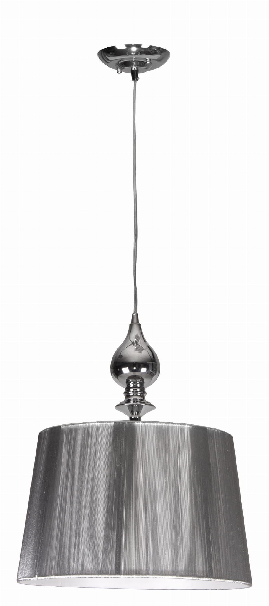 Lampa sufitowa wisząca Gillenia chromowana-srebrna 1xE27x60W wym: 120 x 35 x 35 cm tkanina Candellux