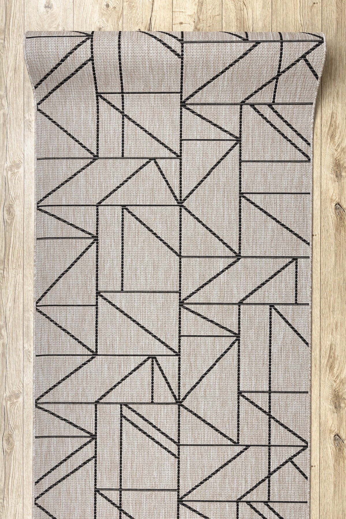 PASSATOIA SIZAL FLOORLUX disegno 20605 TRIANGOLI, GEOMETRICO argento / nero 80 cm 80x570 cm - 4