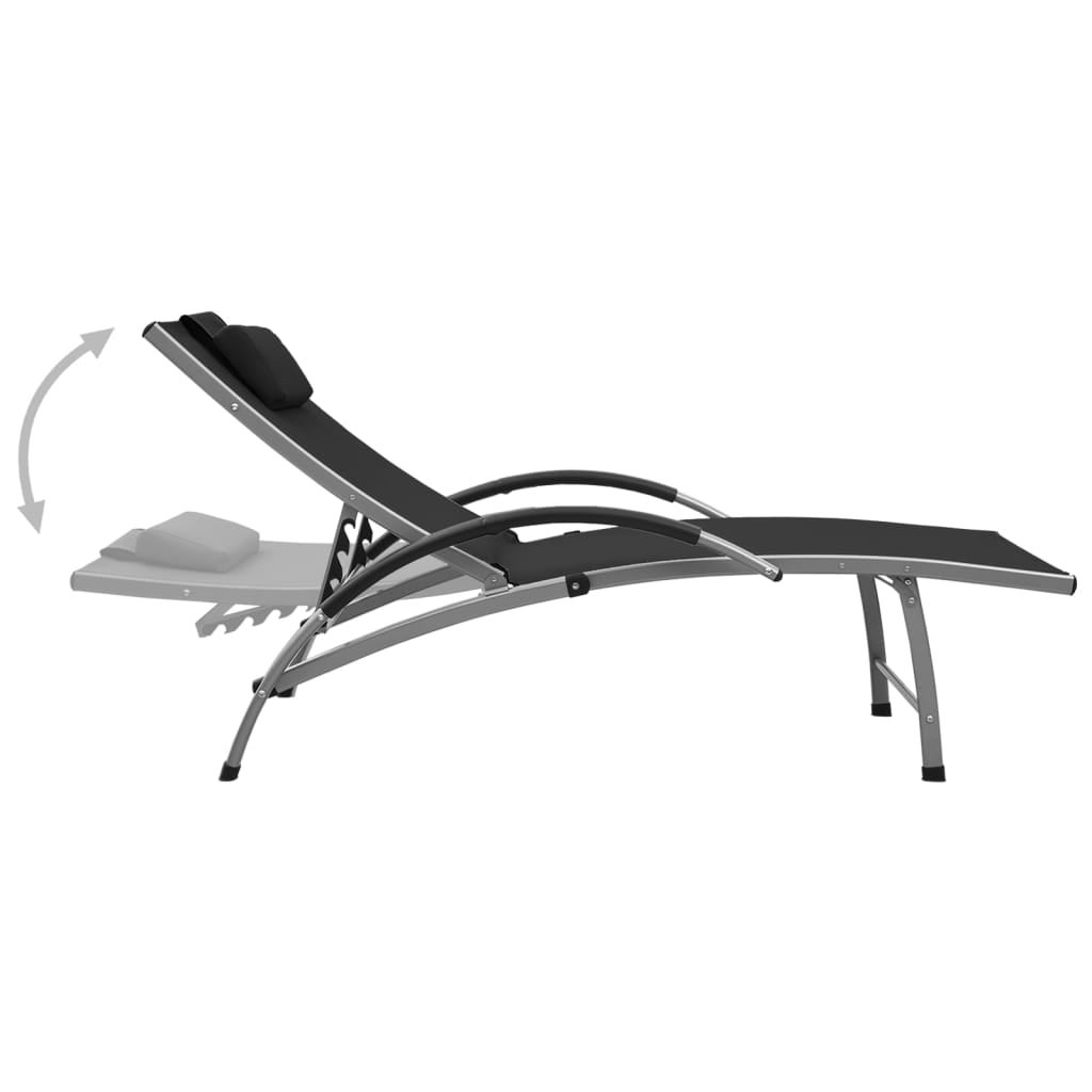 Chaise longue Textilène et aluminium Noir 2 - 4