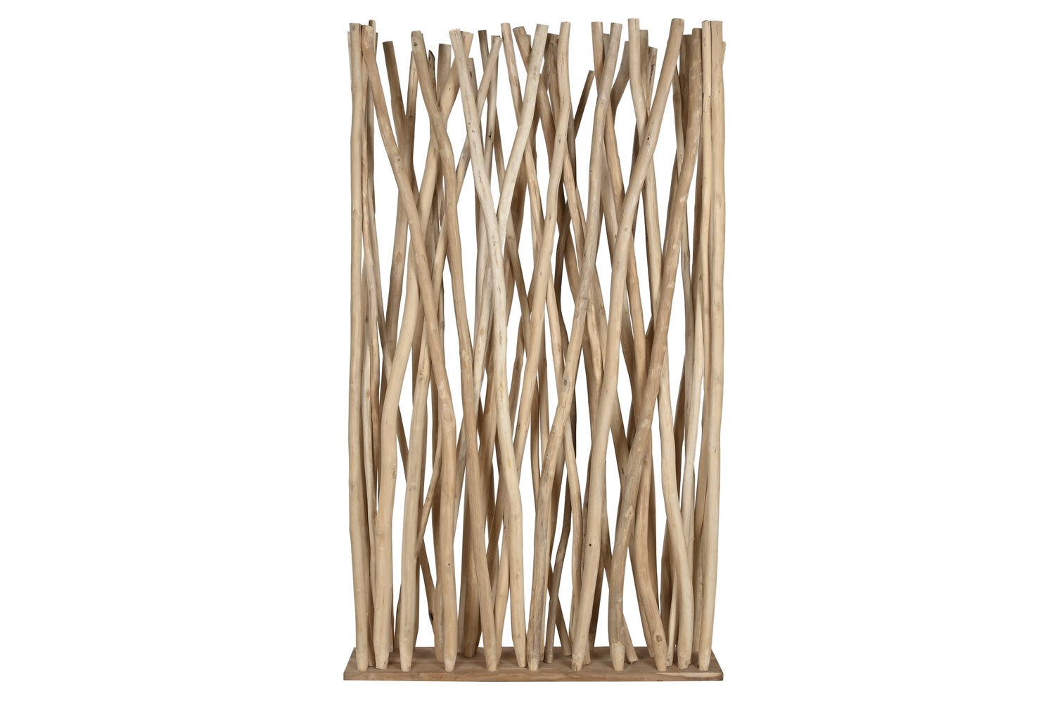 Paravent 5 Pans En Teck Et Tissu Amovible – Hauteur 185cm, Largeur Totale 275cm