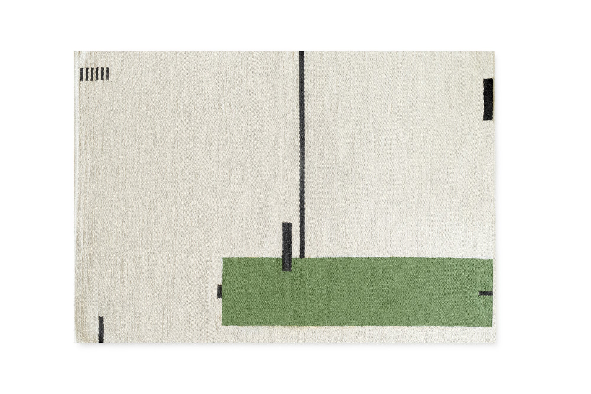 Beżowo-zielony dywan designerski z czarnymi detalami 160x230cm