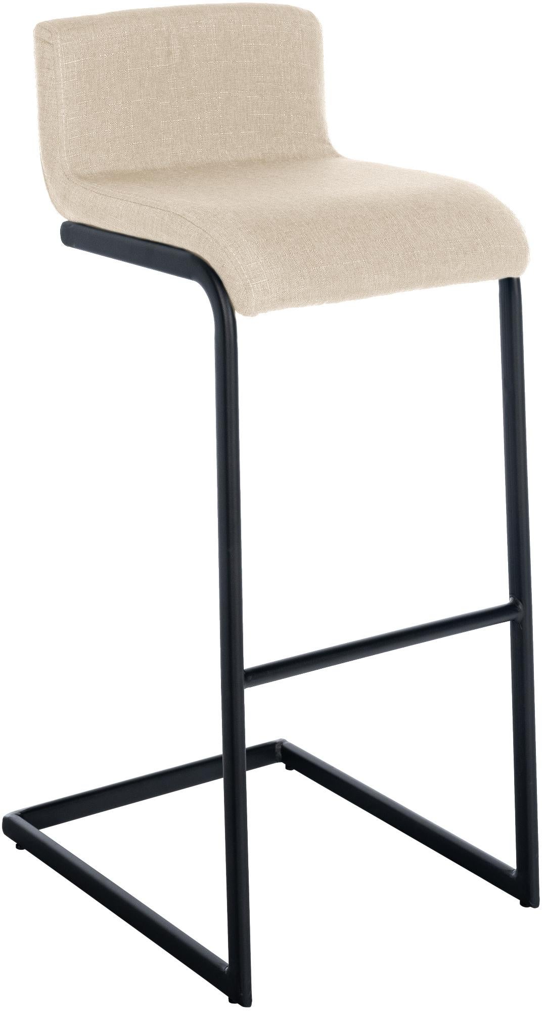 Taburete de bar x1 diseño minimalista asiento de tela color crema base en forma de u de metal negro repos 10_0006095