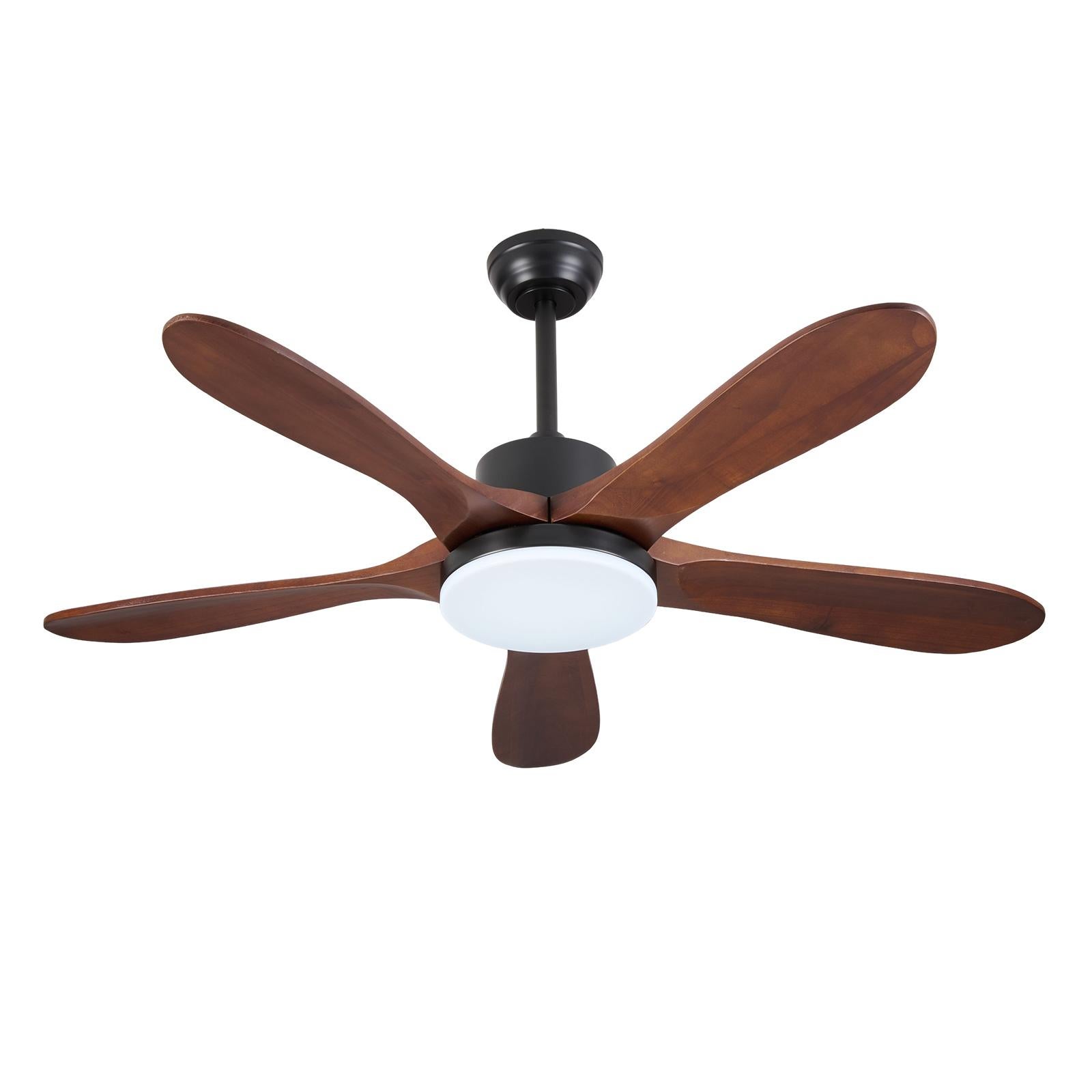 Ventilateur de plafond LED intelligent 52 pouces effet bois avec 6 vitesses, contrôle APP et télécommande, variateur LED 110-240V - 9