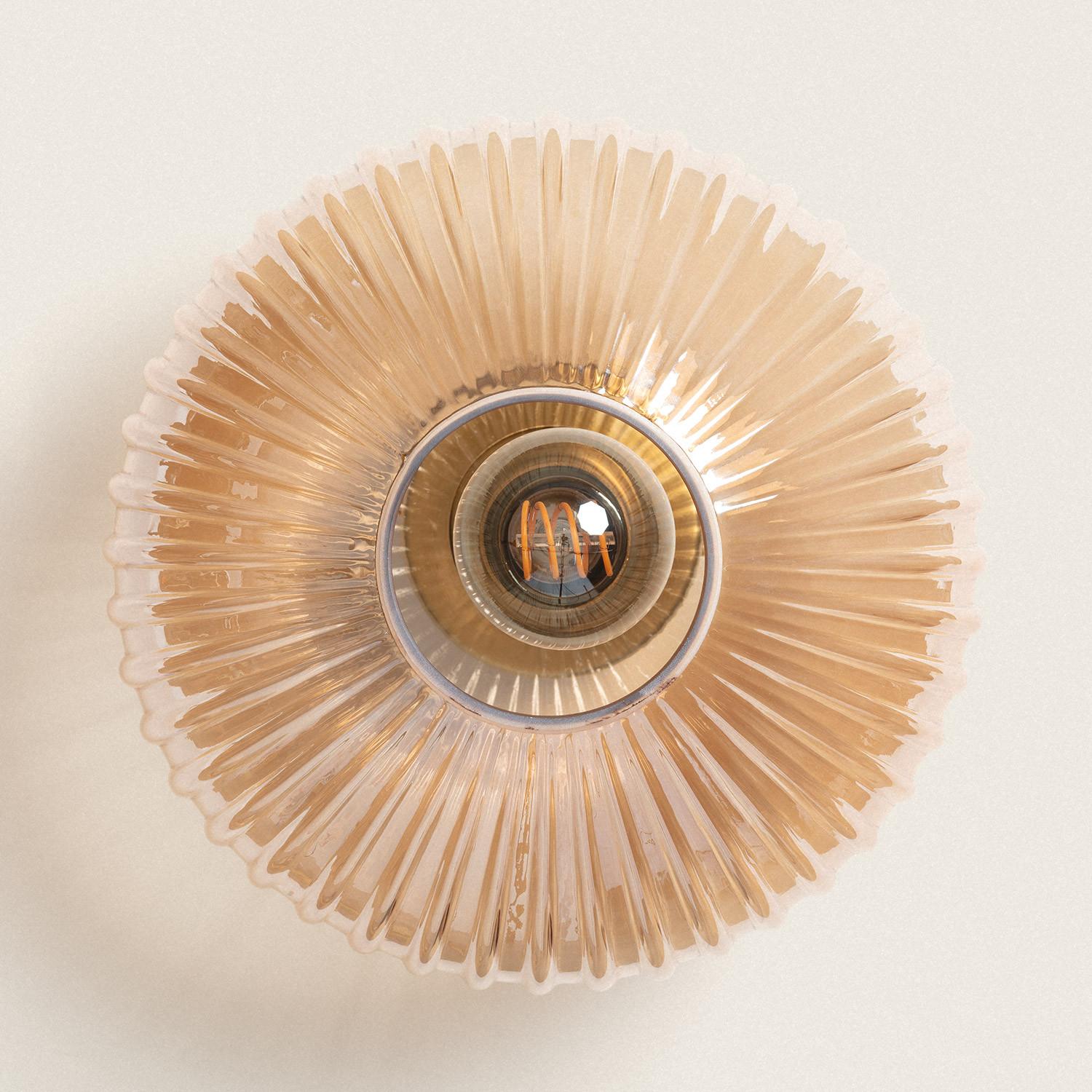 Plafonnier Métal et Verre Basile, Ambre, Verre,Métal, E27, IP20, 180 mm x 240 mm x 240 mm - 6