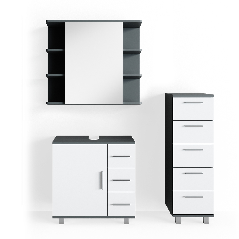 Vicco Zestaw mebli łazienkowych Ilias, Antracyt, 3 części