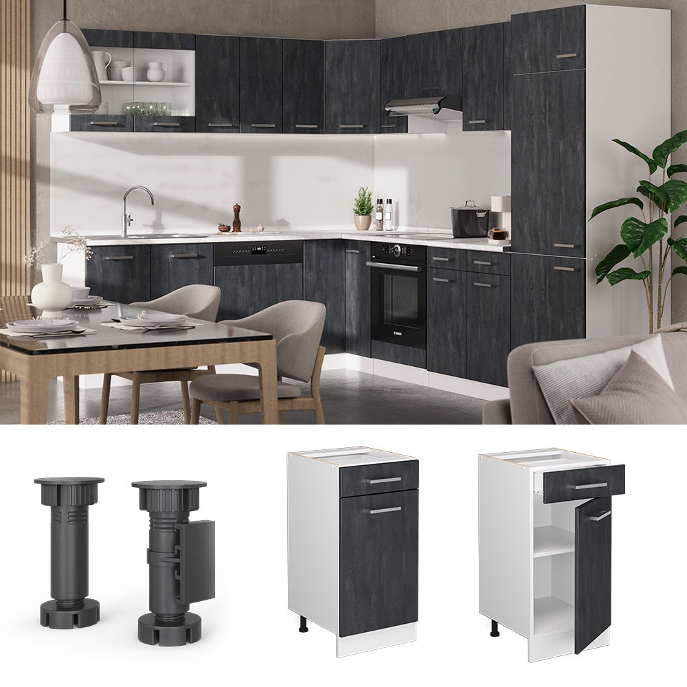 Etagère De Cuisine R-Line, Anthracite/Anthracite, 40 Cm Sans Plan De Travail Vicco