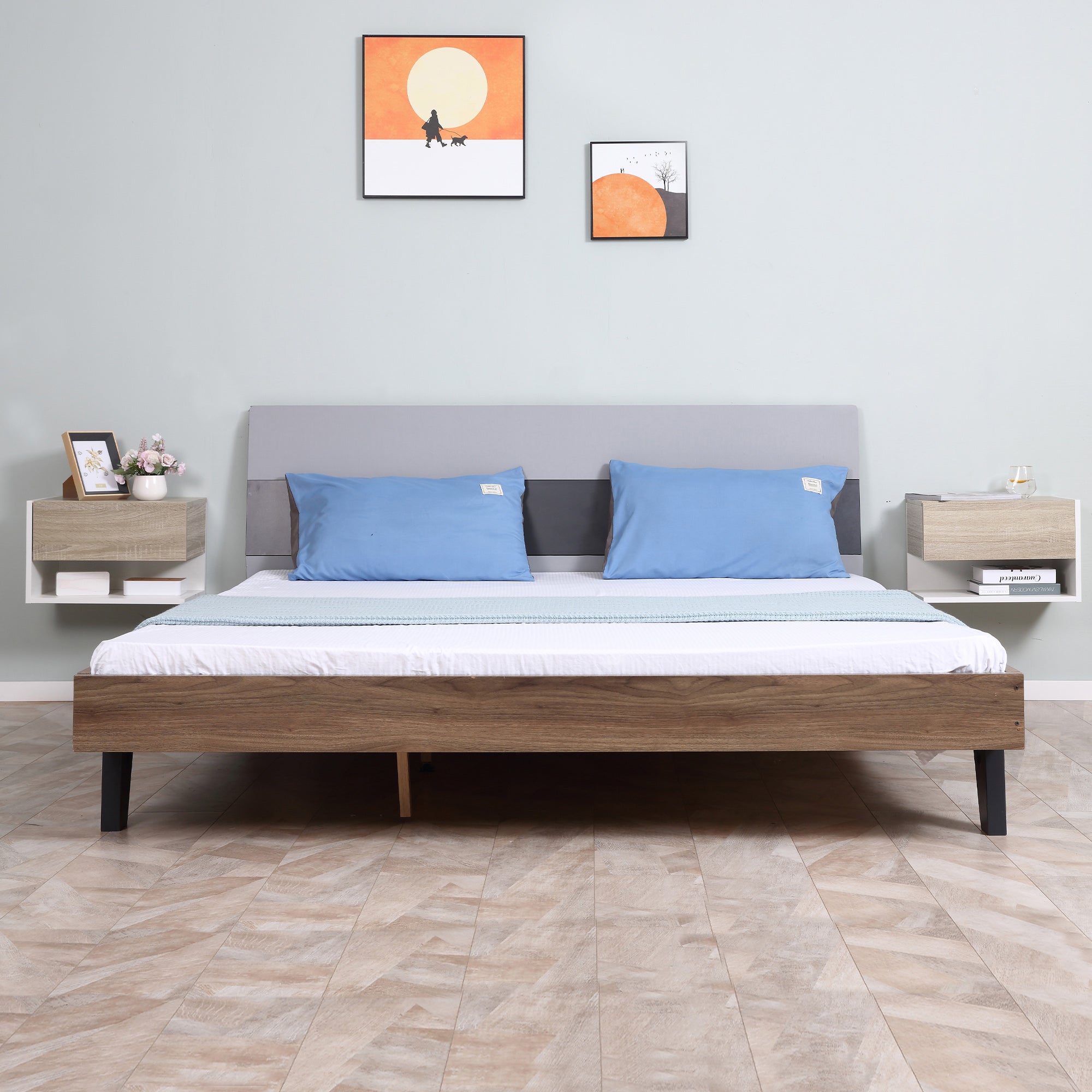 HOMCOM Set Di Comodini Sospesi A Parete Con Cassetto E Mensola - Main Image