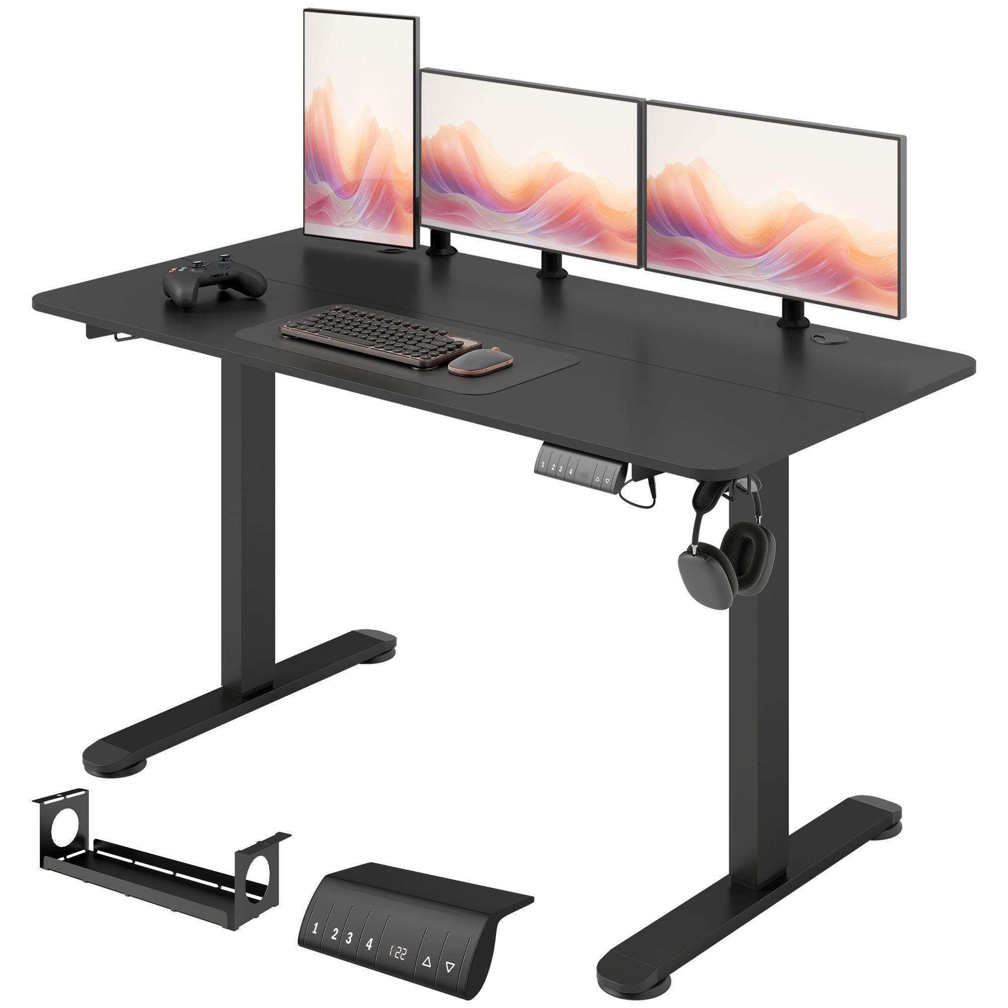 Bureau assisdebout réglable en hauteur, 140 x 70 x 116 cm, noir — free download