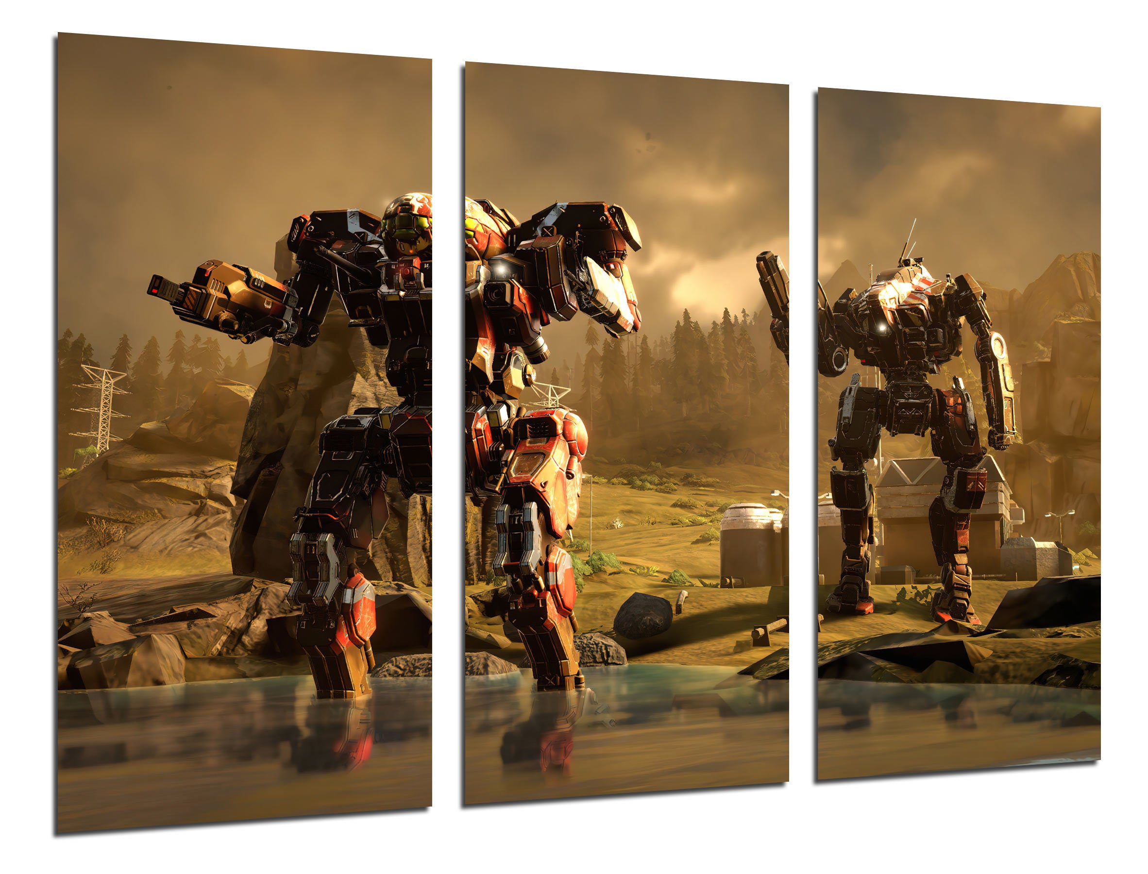 Set cuadros vídeo juego, battletech, transformed , impresión digital sobre madera