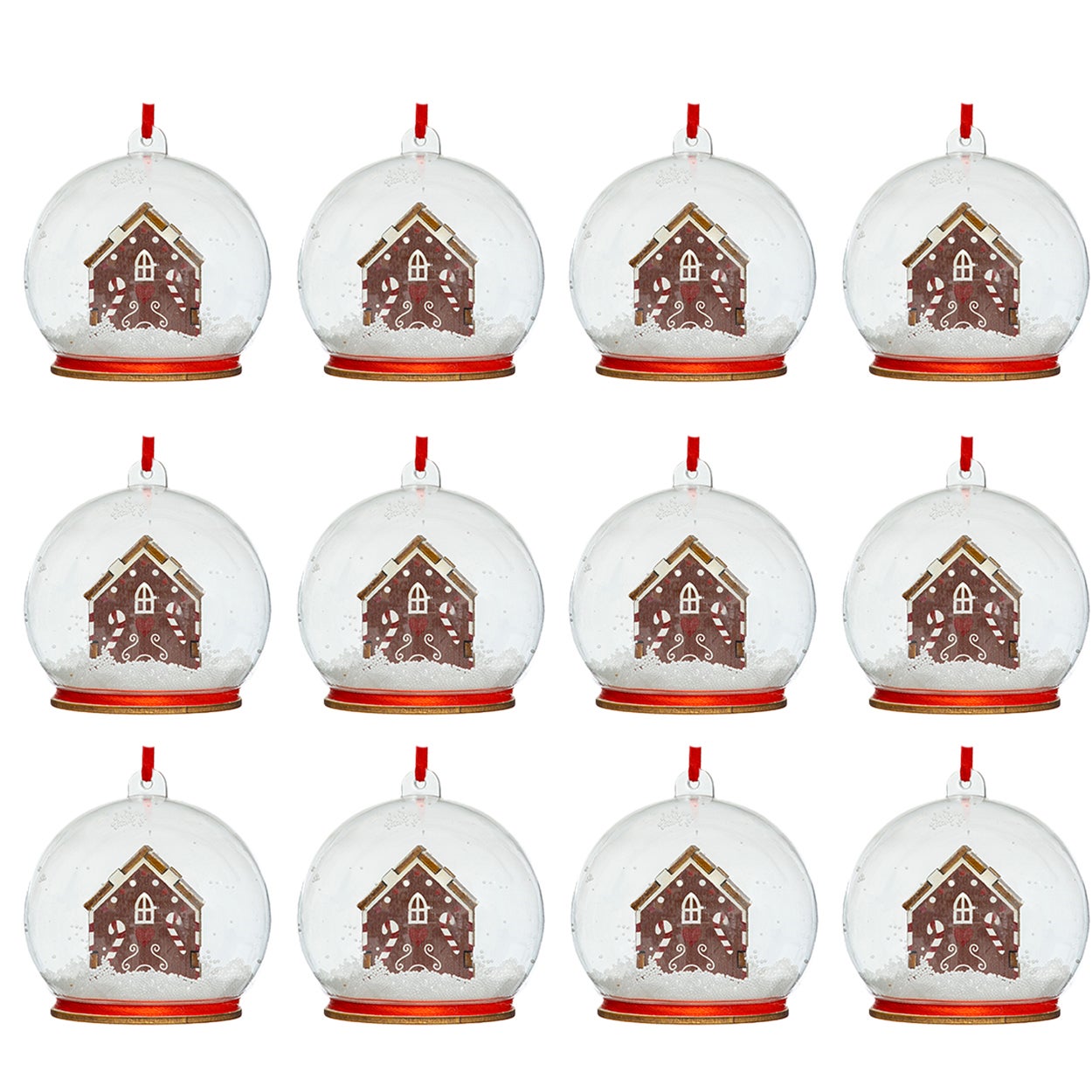 Bombki Choinkowe Domek Atmosphera Wielokolorowe Tworzywo 8cm 12 szt.