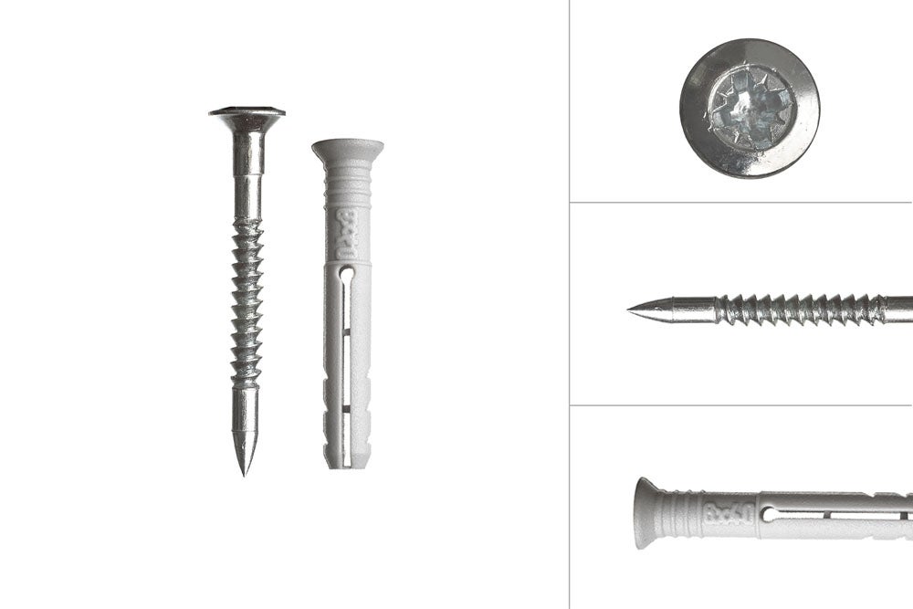 40 Pezzi Tasselli Con Viti E Rondelle Bronzate Per Battiscopa - &Oslash;6x30 E Viti 4x35