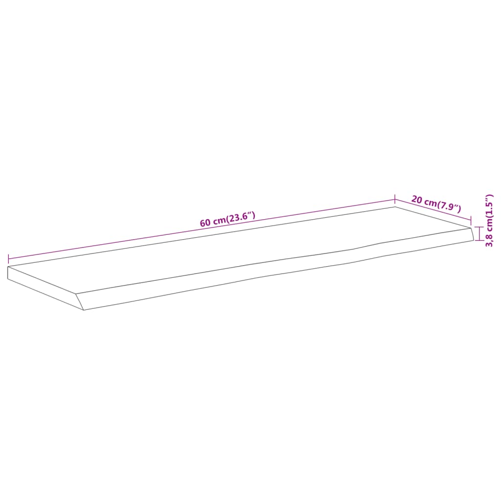 Étagère murale | Étagère flottante | Étagère suspendue rectangulaire massif acacia bordure assortie CFW118017 - 8