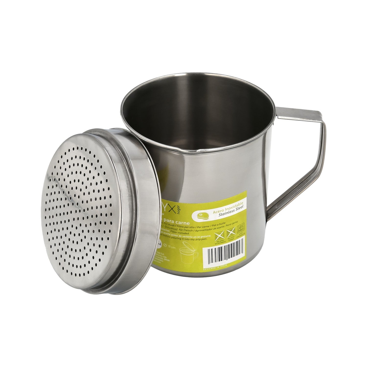 Grasera Acero Inoxidable Para Carne, Aceitera Aceite Usado 0,5 lts. Con Colador y Tapa, Recipiente Reciclaje Aceite Usado Carne - 4