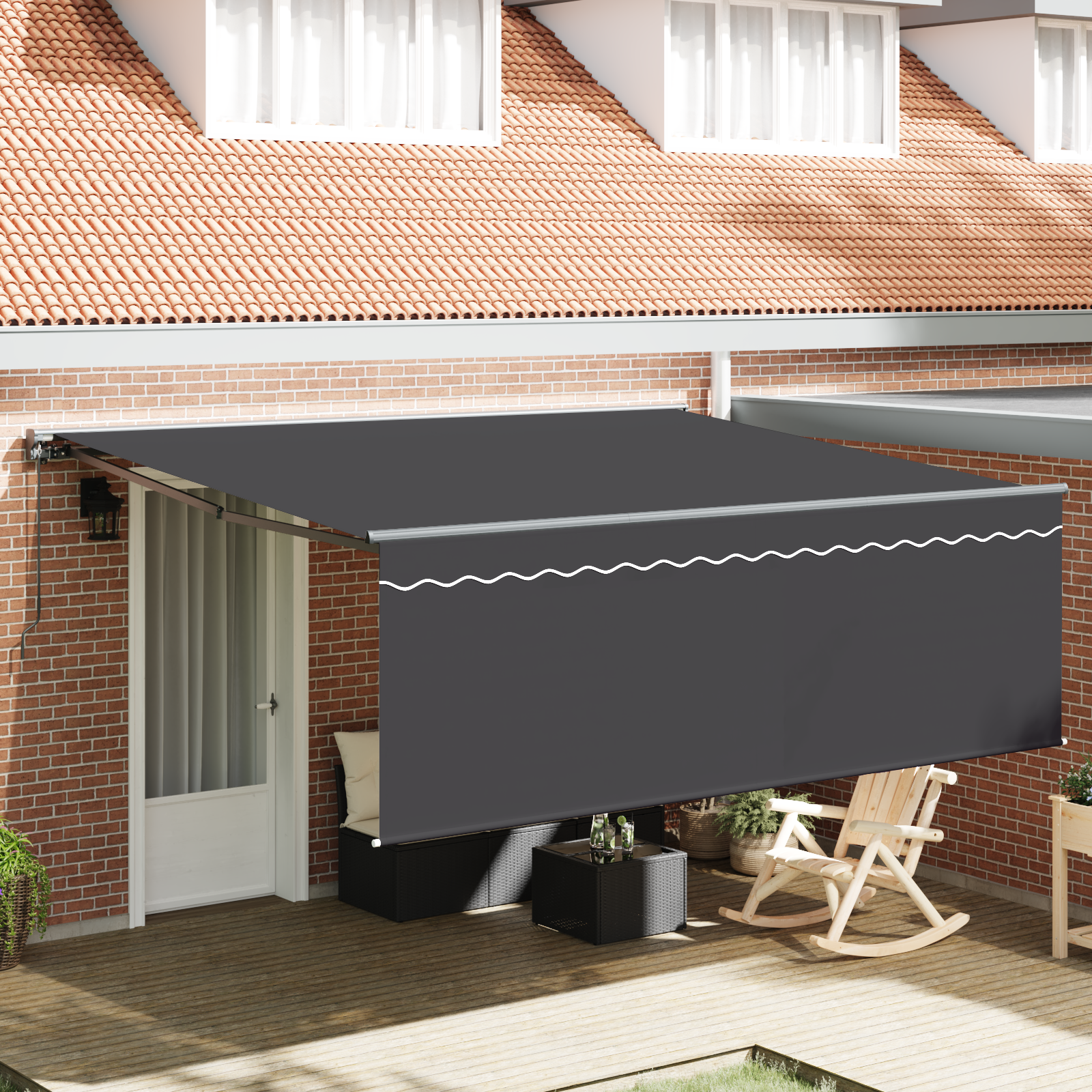 Rama markizy Żółty i Biały 350 x 250 cm Poliester z powłoką PU vidaXL