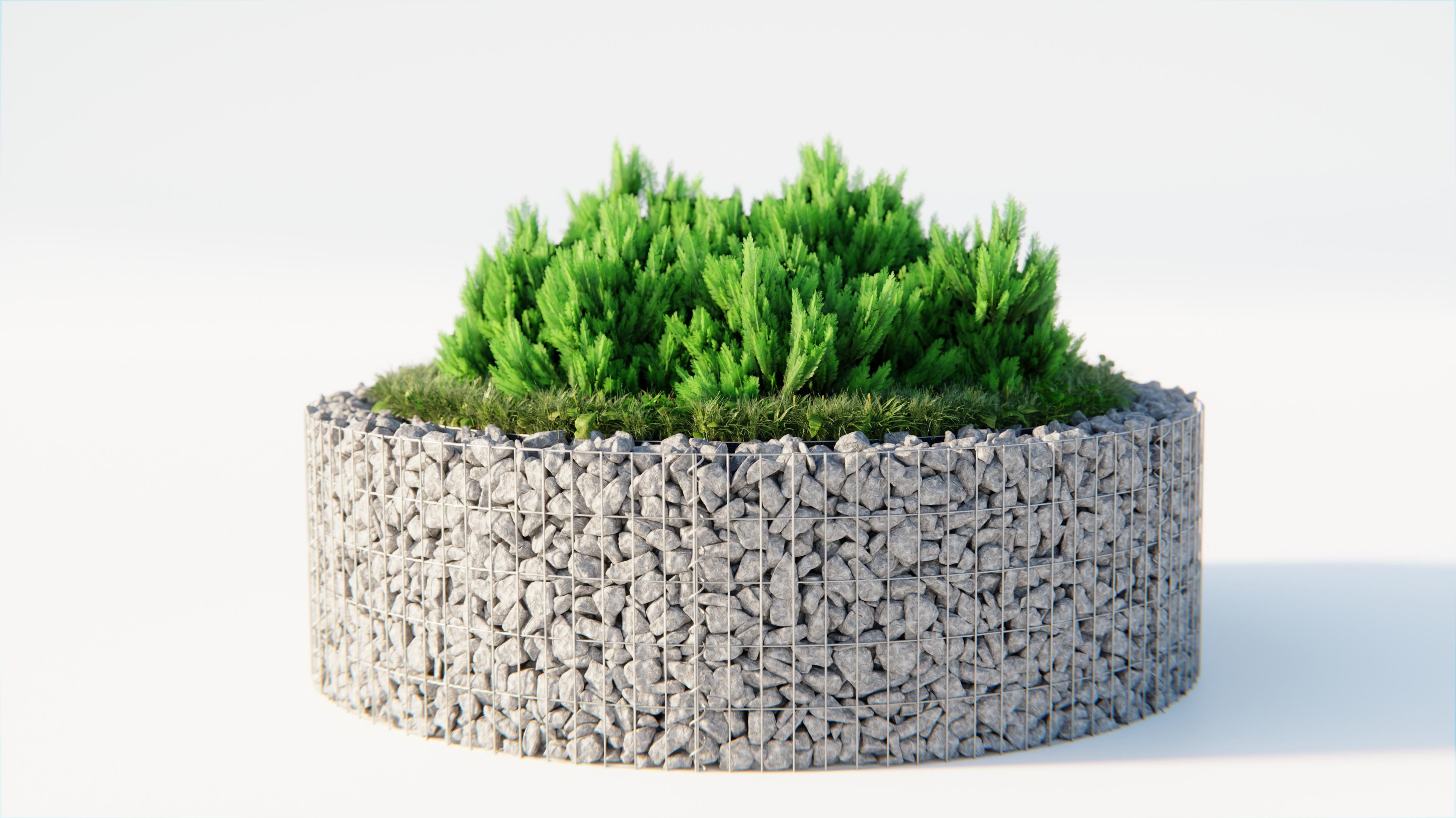 Jardín elevado redondo de gaviones de acero galvanizado, Ø172cm, altura 50cm, malla 5 x 10cm, grosor 15cm, ideal para huerto o flores - 4