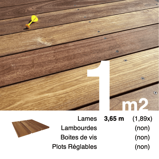 Planches de terrasse bois exotique CUMARU pour 1 m² • Longueur 3,65 m