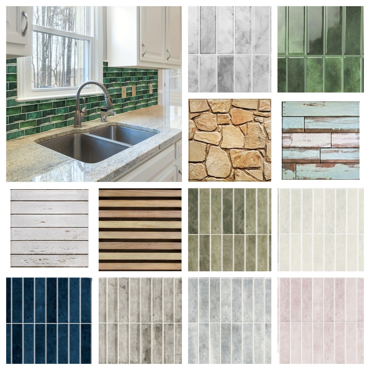 12 autocollants muraux stratifiés imitation carreaux de céramique Autocollants imperméables faits main à coller soi-même SCQ1619-2（22.9x29cm） - 3