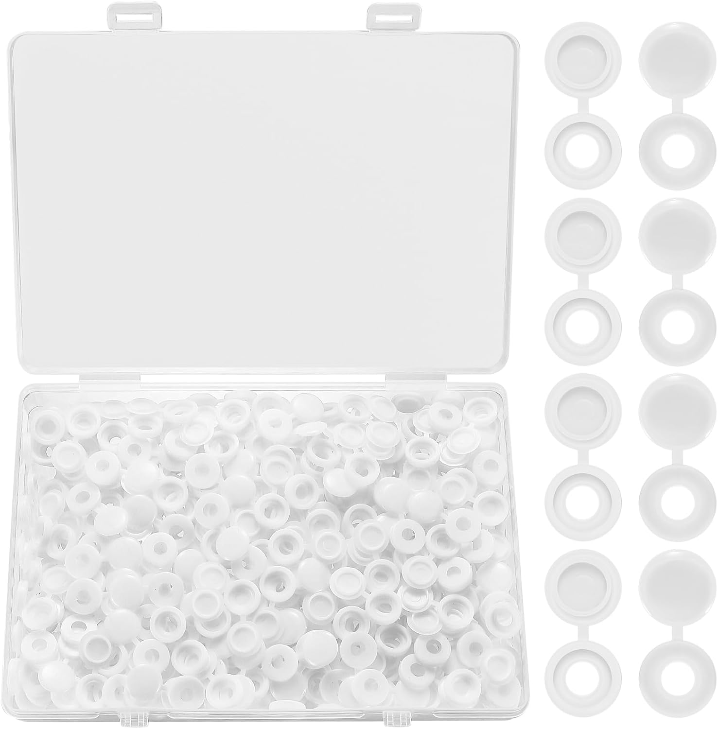 250 szt. plastikowych zaślepek do śrub, białe nakładki na śruby, plastikowe zaślepki do śrub, 5 mm/białe