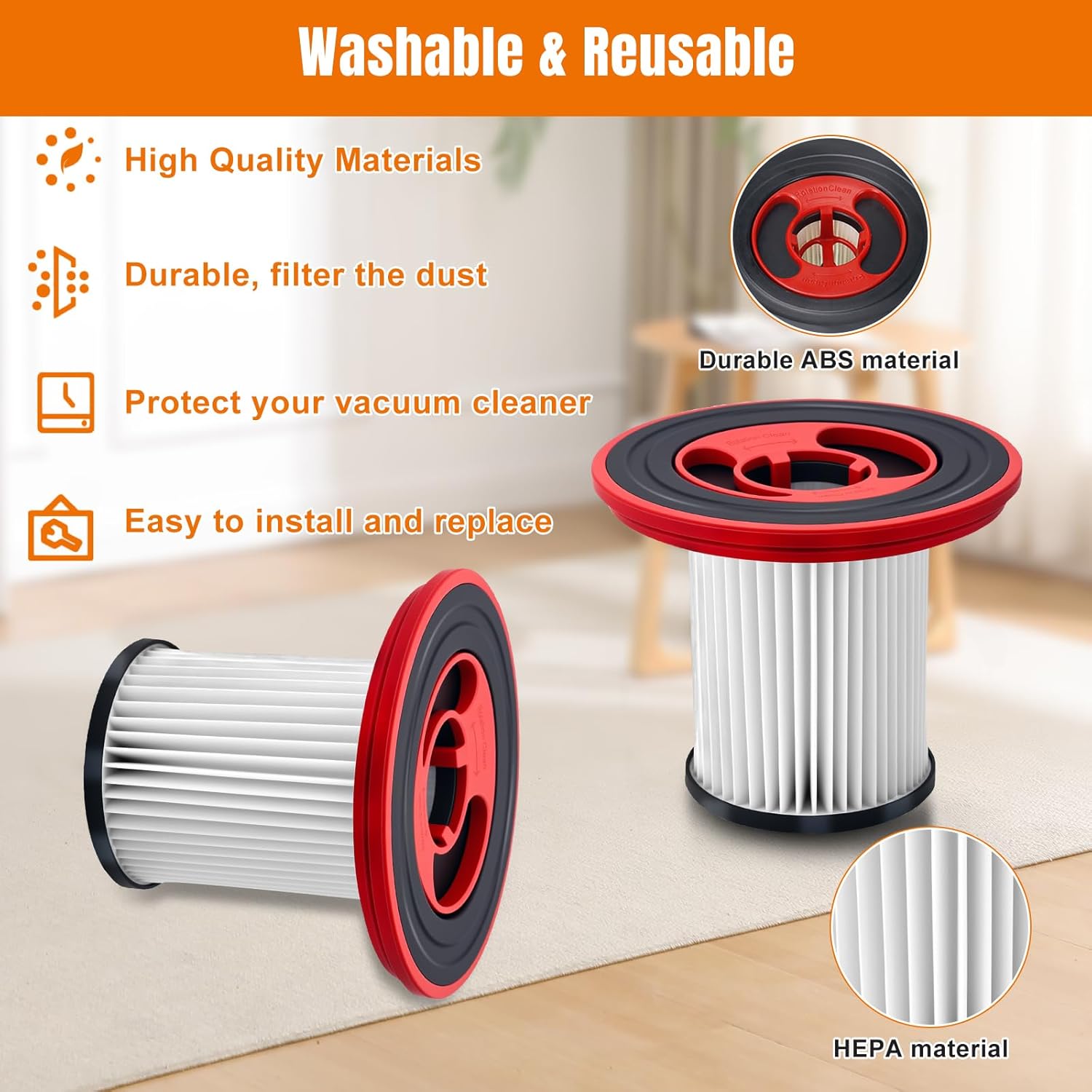 Lot de 2 filtres 12040193 pour aspirateur sans fil Bosch Unlimited Serie 7 BKS711XXL BBS711W BBS712A BCS711GB BKS711MALL, filtre HEPA lavable - 5