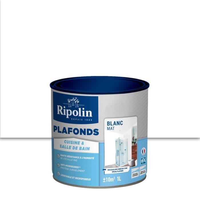 Vernice per soffitti di cucina e bagno - Bianco opaco - RIPOLIN - 1 litro - 4