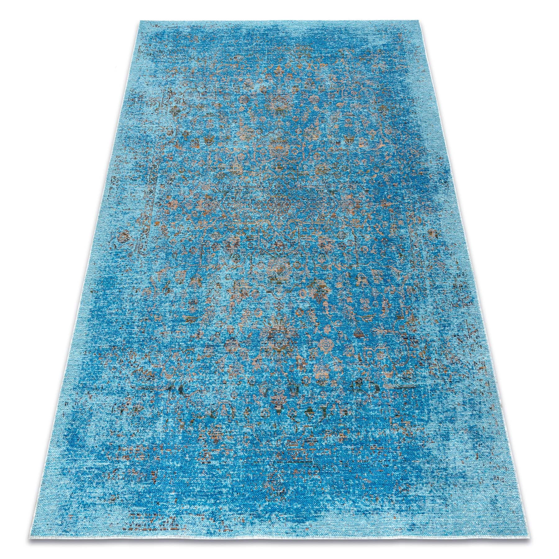 Dywan ANTIGUA 518 75 JQ500 wełniany OSTA - Abstrakcja płaskotkany niebieski 170x240 cm