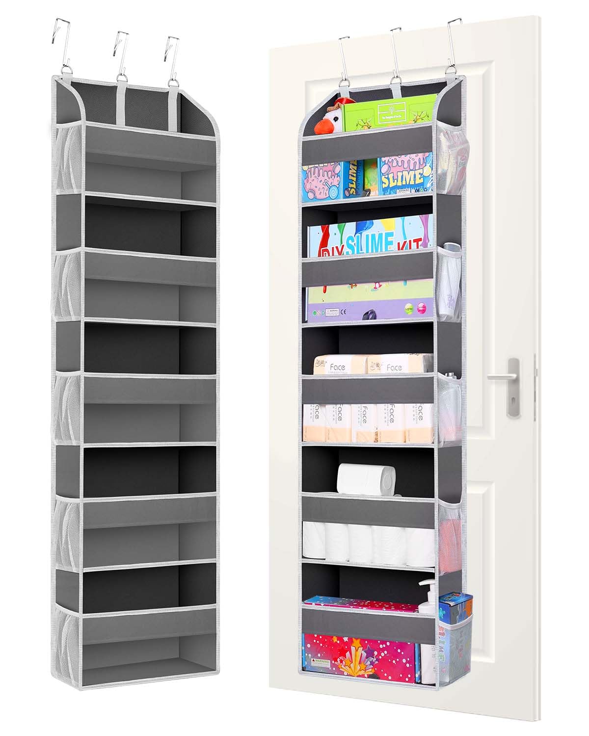 Mensole Portaoggetti Da Appendere Sopra La Porta Con 4 Grandi Tasche Per Dispensa Armadio Cameretta Dei Bambini Nero 88614750