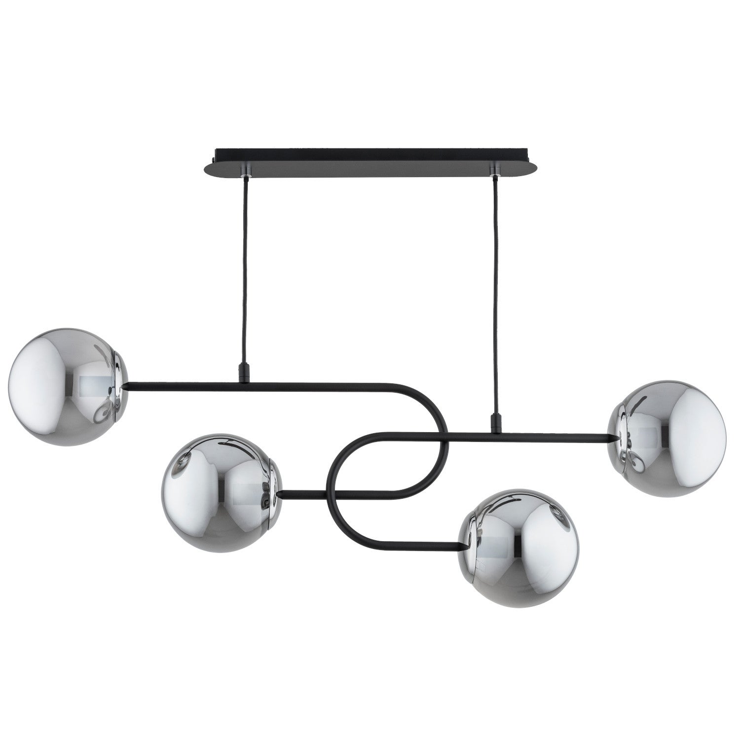 Lampa wisząca Nari czarna-chromowana-dymiona 4xE14x10W nowoczesna wym: 60 x 85 x 15 cm szkło Alfa