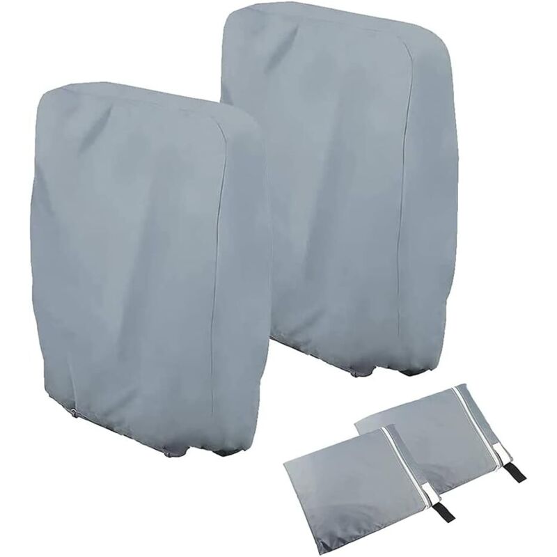 Set de 2 huse pliabile Enowelir - pentru scaune de grădină - rezistente la vânt - anti-UV - impermeabile (gri) 2buc
