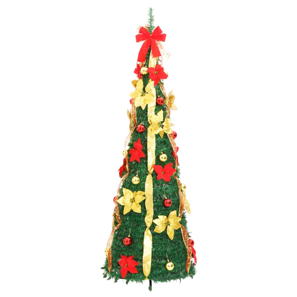 Sapin de Noël artificiel | Arbre de Noël | Décoration de Fête de Noël escamotable 100 LED vert 150 cm527228 - 5