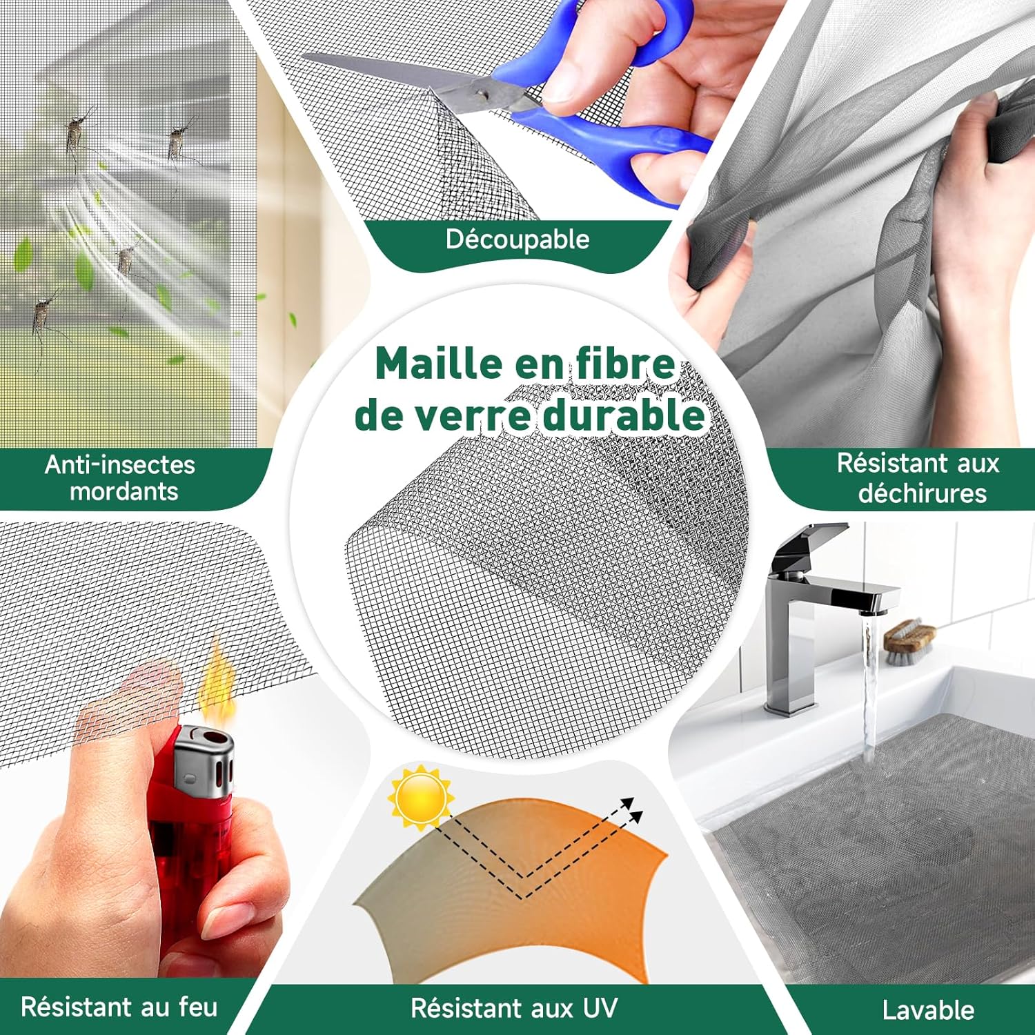 Moustiquaire magnétique pour fenêtre, en fibre de verre, à monter soi-même, cadre amovible, sans perçage, 150 x 180 cm - 3