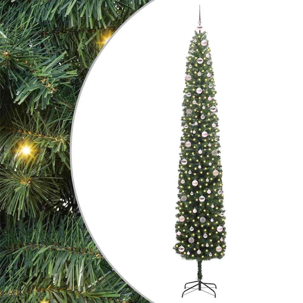 Sztuczna choinka z podstawą Zielony 270 cm PVC, stal i plastik