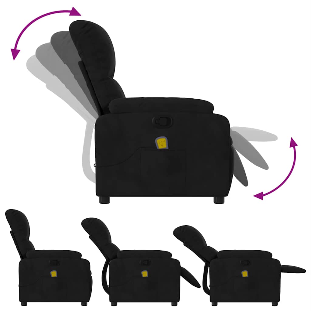 Fauteuil de Salon，Chaise，Fauteuil inclinable de massage noir tissu microfibre - 5