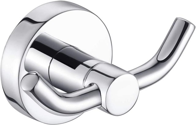 Crochets de salle de bain chromés pour serviettes | Design moderne à double crochet pour serviette, crochets muraux de douche ou crochets de cuisine