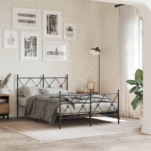 Cadre De Lit En Métal 120x200cm – Avec Tête Et Pied De Lit – Blanc