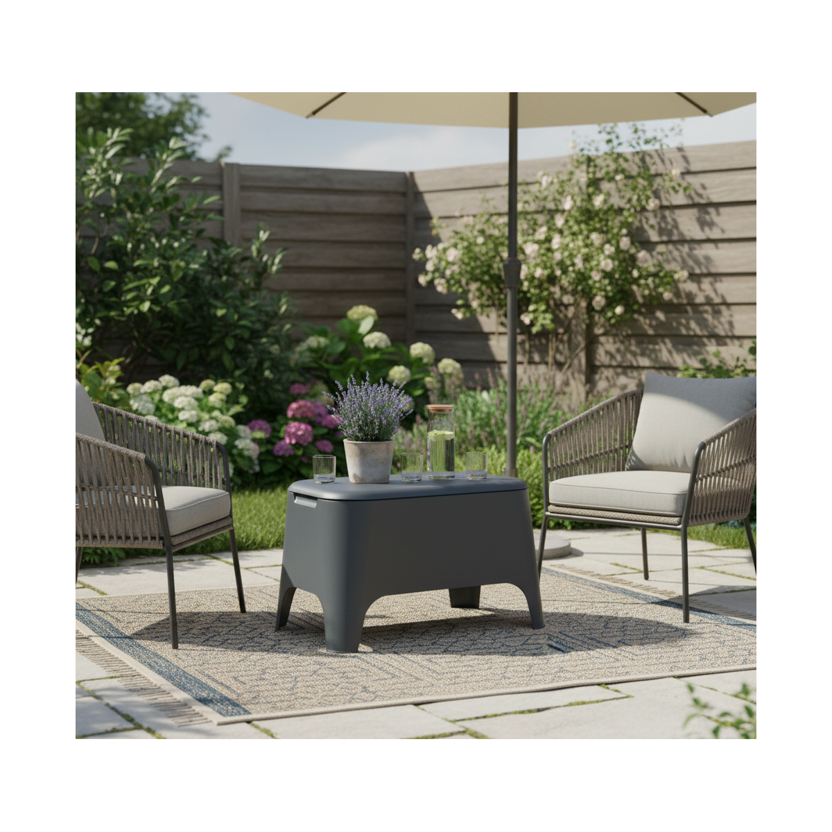 Tavolino in Resina da Esterno-Giardino Portaoggetti Petra Antracite - 5