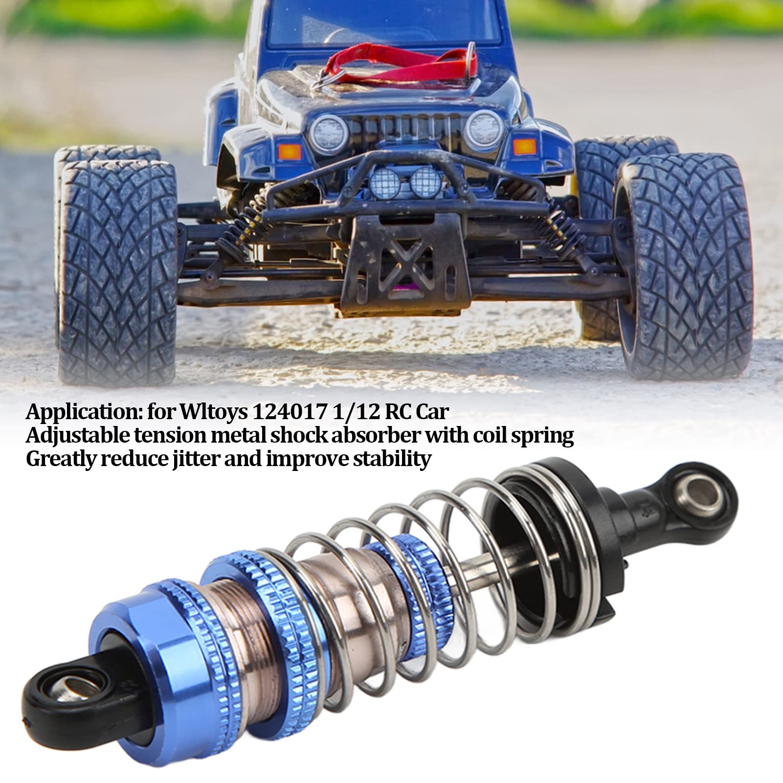 AMMORTIZZATORE POSTERIORE ORIGINALE IN METALLO LUNGO ADATTO PER RICAMBI AUTO RC WLTOYS 124017 - 9