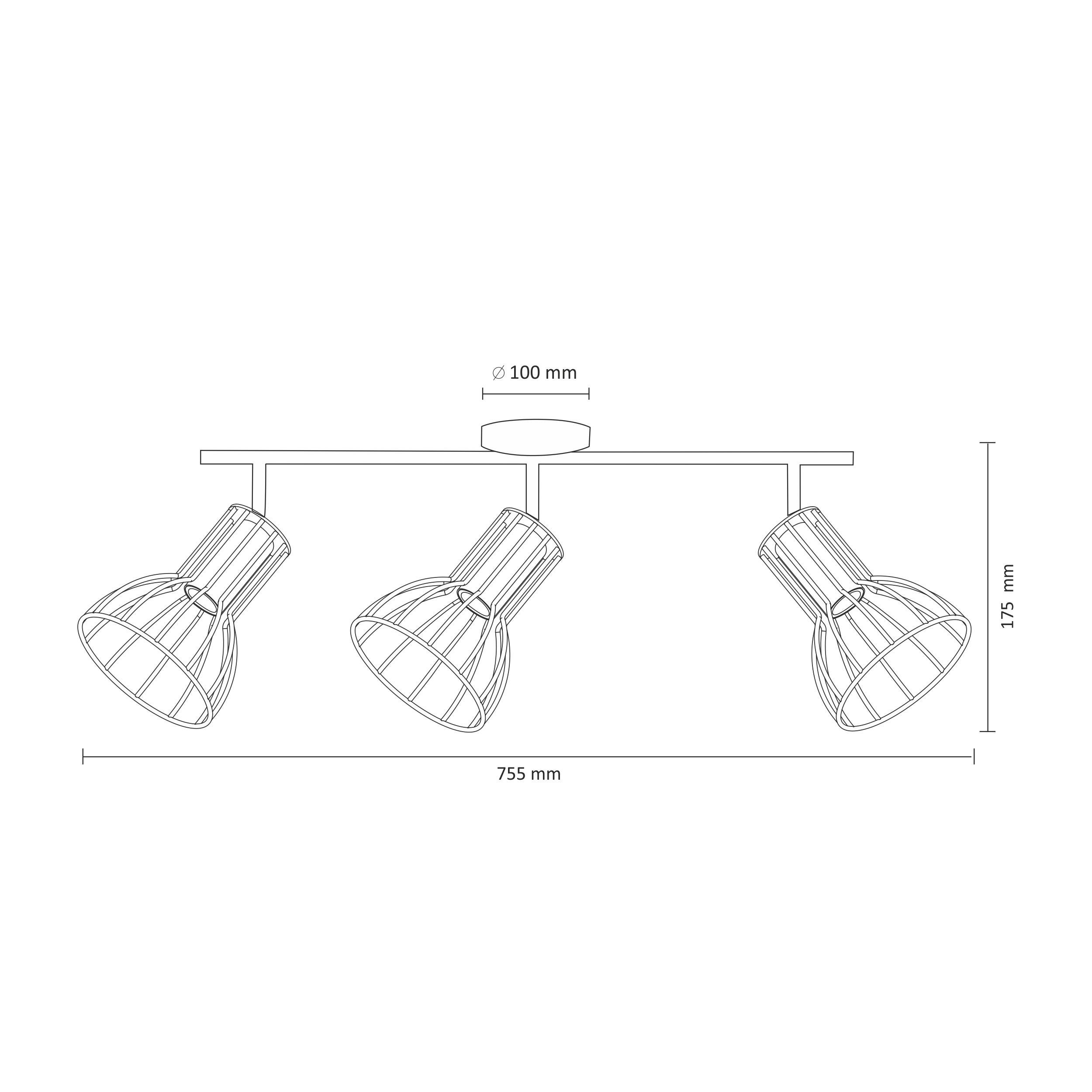 Lampa sufitowa wisząca Sofia czarna-miedź 3xE14x8W wym: 17,5 x 75,5 x 11,2 cm metal Polux - 4