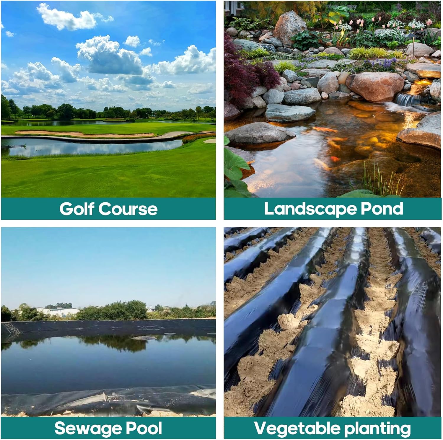 Bâche pour bassin à poissons, bâche pour piscine, bâche préfabriquée, adaptée aux étangs, au jardinage, 1,2 m x 2,1 m x 0,2 mm, noire - 6