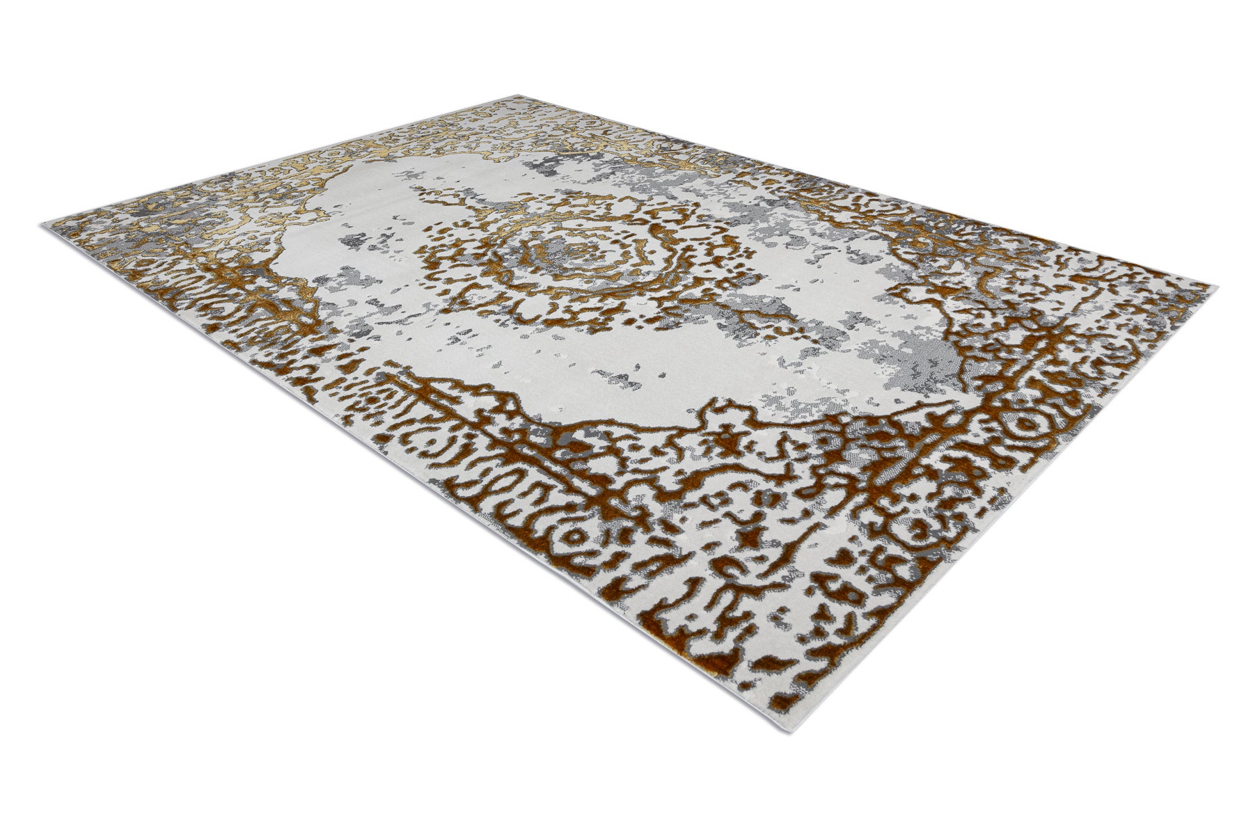 Dywan ALLURE 1961 Ornament, ramka - Strukturalny, stylowy, glamour złoty / biały 80x150 cm - 4