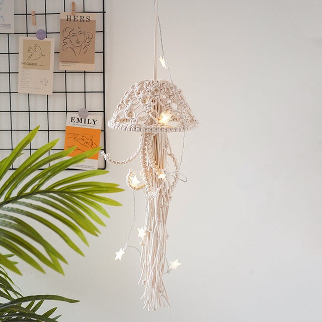 Decoración de pared de medusas de estilo nórdico hecha a mano - Decoración de espacios de estilo bohemio con delicados tentáculos.