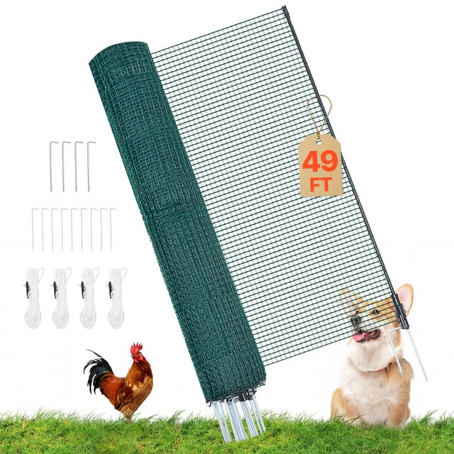 Clôture Filet Mobile VEVOR 15x1,2 m Filet Clôture pour Chien en Plastique Temporaire pour Poules, Plantes, Jardin, Cours Extérieures, Mailles Serrées
